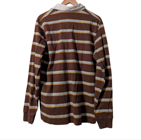 Men's Vintage Fossil Cotton Striped Long Sleeve Polo Shirt Medium - Picture 2 of 5